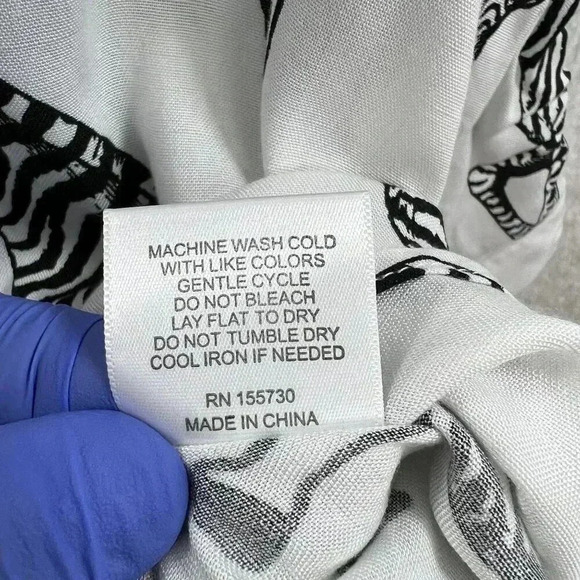 Jane + Delancey white and black zebra print blouse roll tab sleeves 2XL NWT Zoo - Picture 11 of 12